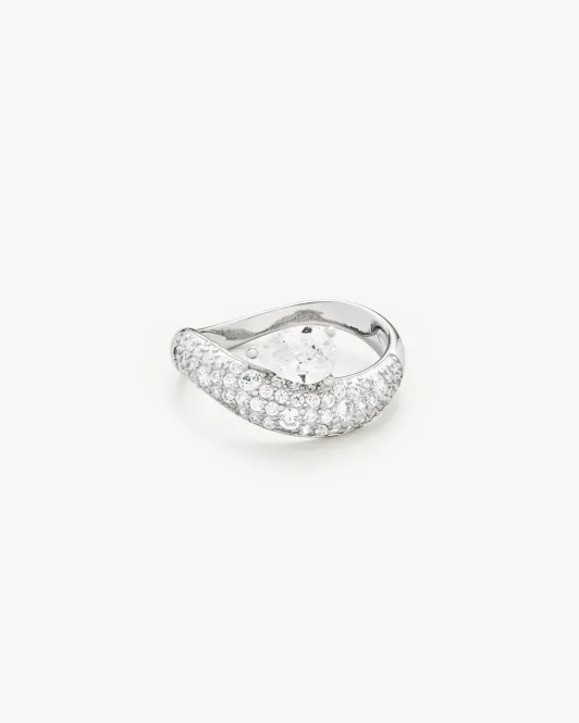 Hovedbilde Philippa Studios - Wave Pear Pave Ring Sølv 56