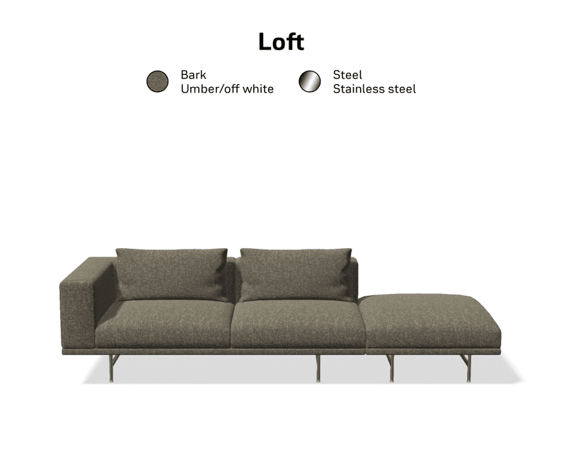 VIPP Loft Sofa - Bark Umber/off-white / stål bein - 260 cm.