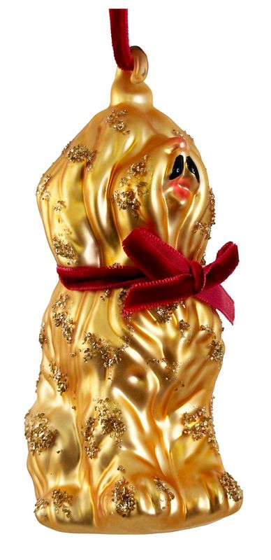 Juleornament 2 pk  – glasshund med rød fløyelssløyfe, 13 cm