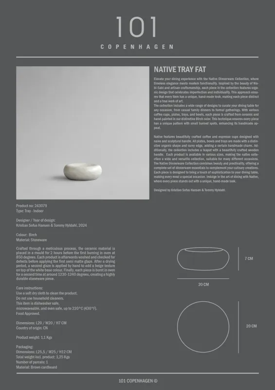 101 Copenhagen Native Tray, Fat - Birch