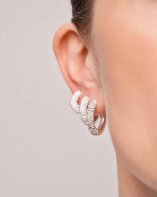 Hovedbilde Philippa Studios Bold Pave Hoops Medium Sølv