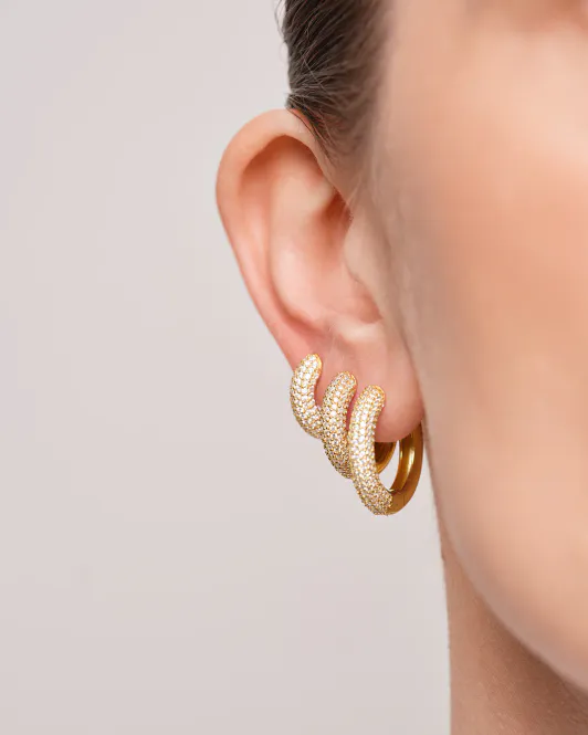 Hovedbilde Philippa Studios Bold Pave Hoops Medium Gull