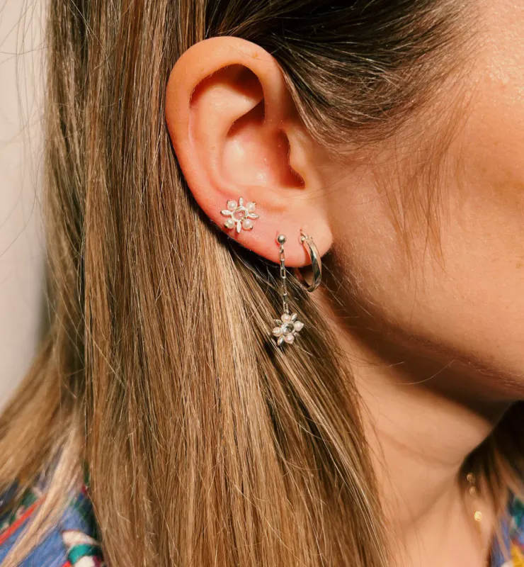 Anna + Nina Single Antique Soul Stud øredobb - sølv