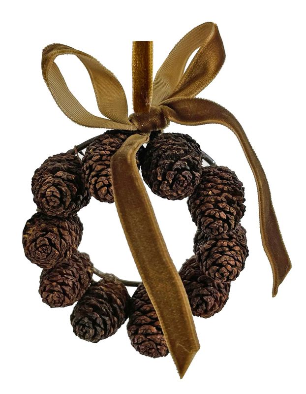Shishi Julepynt Kongle ornament med Fløyelsbånd 8 cm